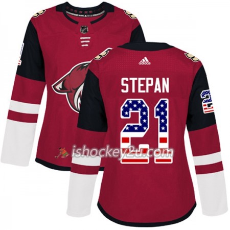 Dame NHL Arizona Coyotes Trøje Derek Stepan 21 Adidas 2017-2018 Rød USA Flag Fashion Authentic